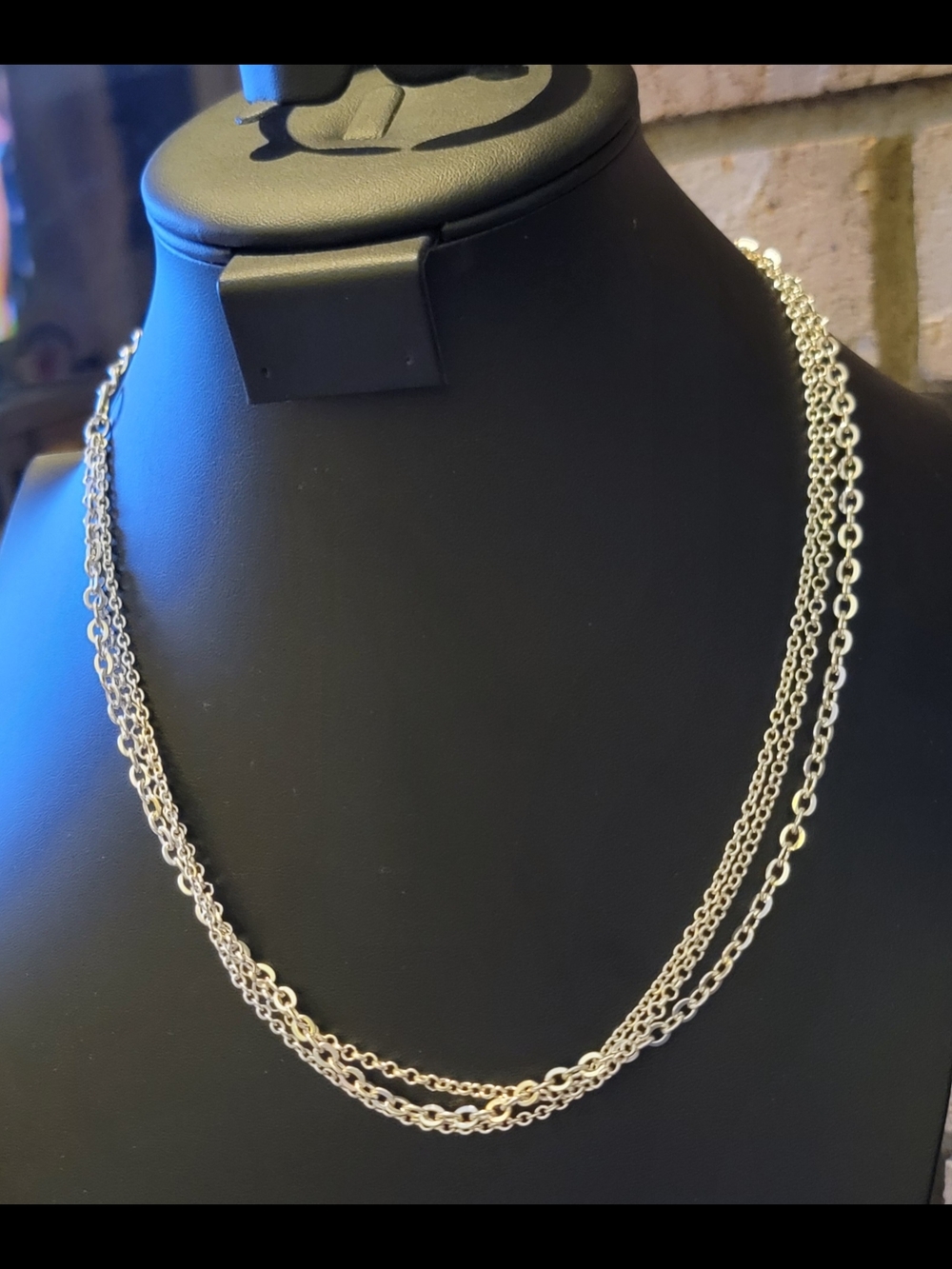Chico's Triple Layered Silver-Tone Chain Necklace